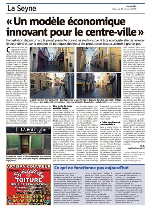 Article de presse de Var Matin sur la coopérative